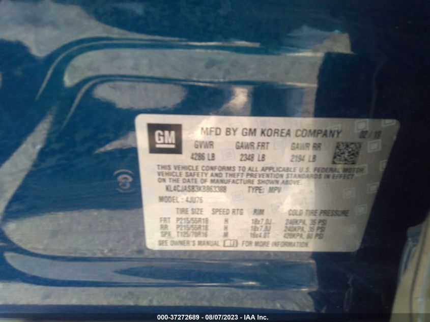 2019 BUICK ENCORE PREFERRED - KL4CJASB3KB863388