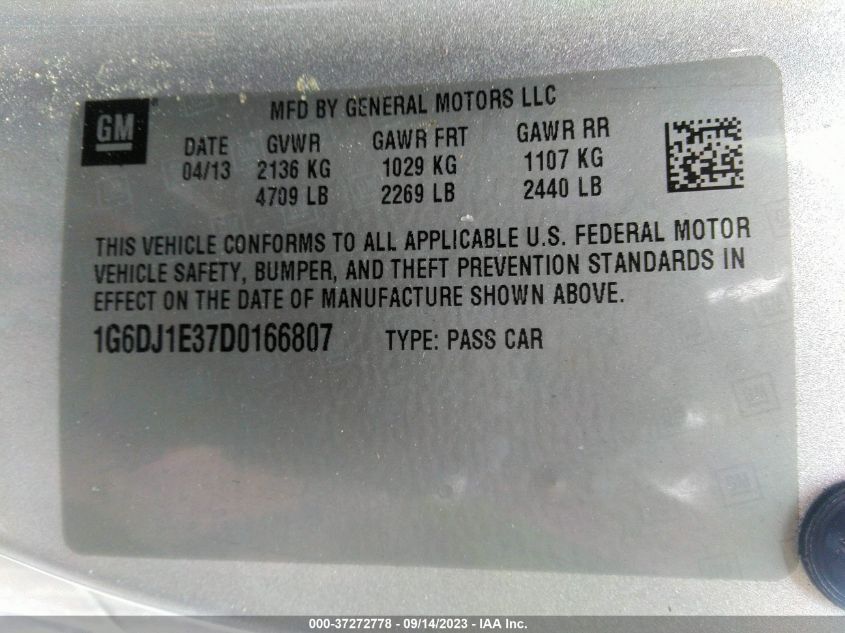 2013 CADILLAC CTS COUPE PERFORMANCE 1G6DJ1E37D0166807