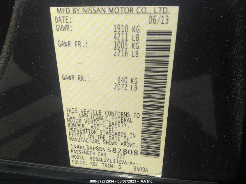 2013 NISSAN ALTIMA 2.5 SV - 1N4AL3AP8DN582808