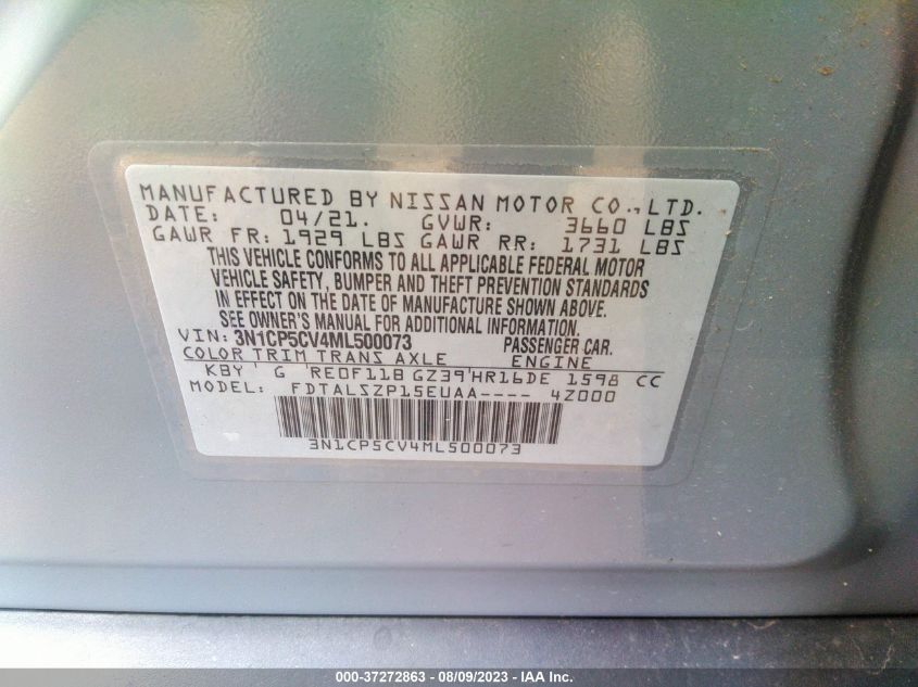 2021 NISSAN KICKS SV - 3N1CP5CV4ML500073
