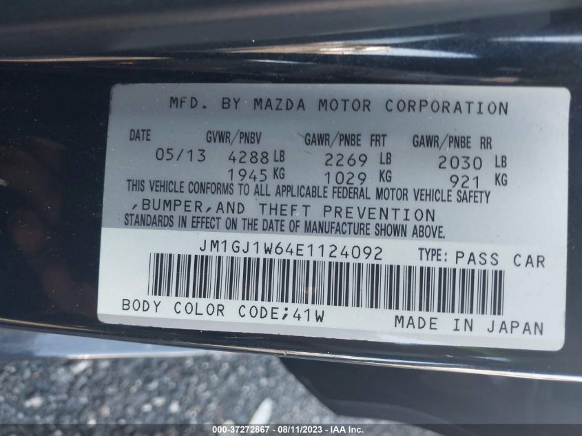 2014 MAZDA MAZDA6 I GRAND TOURING - JM1GJ1W64E1124092