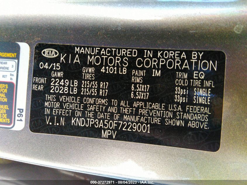 2015 KIA SOUL + - KNDJP3A50F7229001