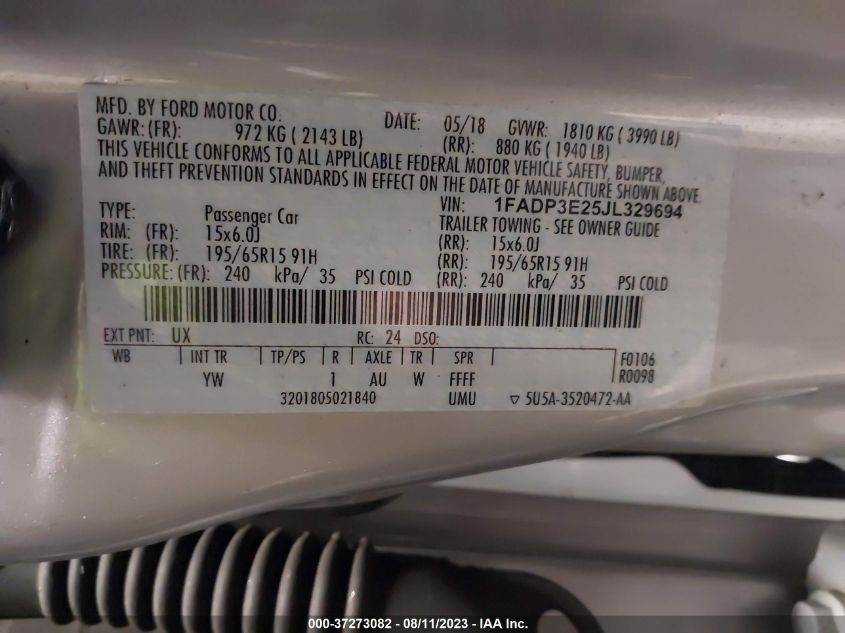2018 FORD FOCUS S - 1FADP3E25JL329694
