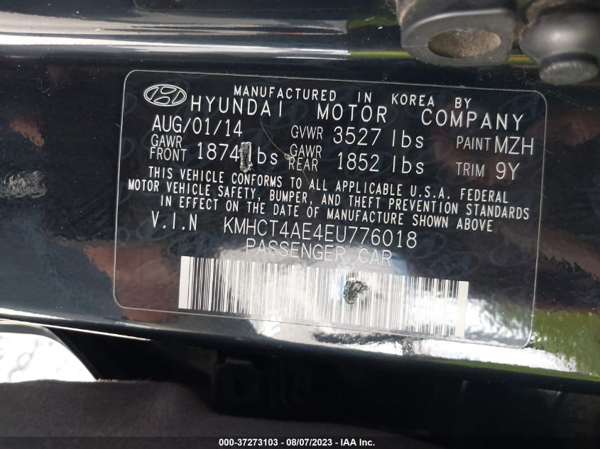 2014 HYUNDAI ACCENT GLS - KMHCT4AE4EU776018