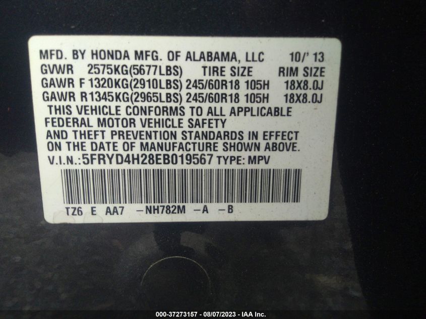 2014 ACURA MDX - 5FRYD4H28EB019567