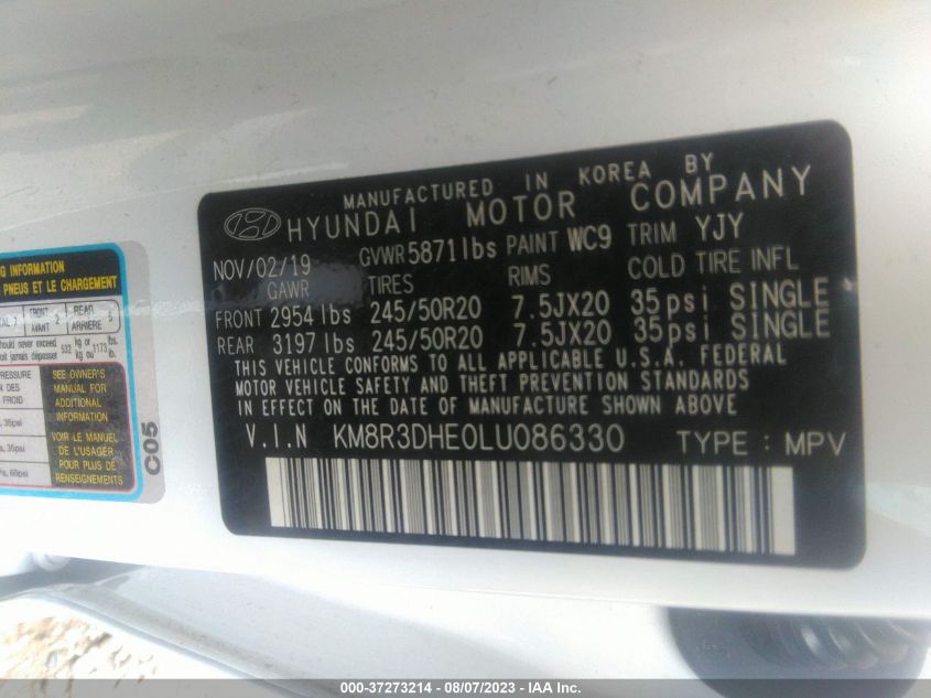 2020 HYUNDAI PALISADE SEL - KM8R3DHE0LU086330