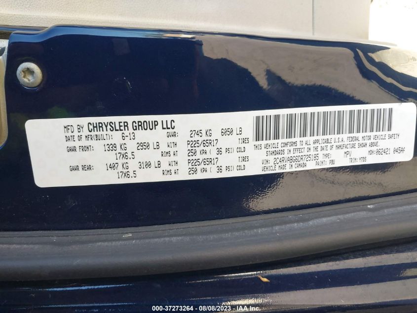 2013 VOLKSWAGEN ROUTAN SE W/RSE & NAVIGATION 2C4RVABG6DR725185