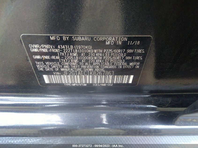 2019 SUBARU CROSSTREK PREMIUM - JF2GTAEC1K8267863