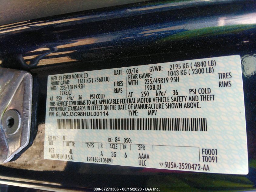 2017 LINCOLN MKC RESERVE - 5LMCJ3C98HUL00114
