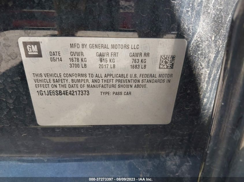 2014 CHEVROLET SONIC LTZ - 1G1JE6SB4E4217373