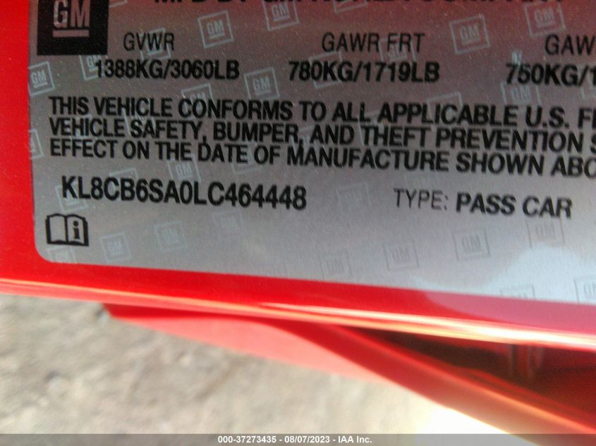 2020 CHEVROLET SPARK LS - KL8CB6SA0LC464448