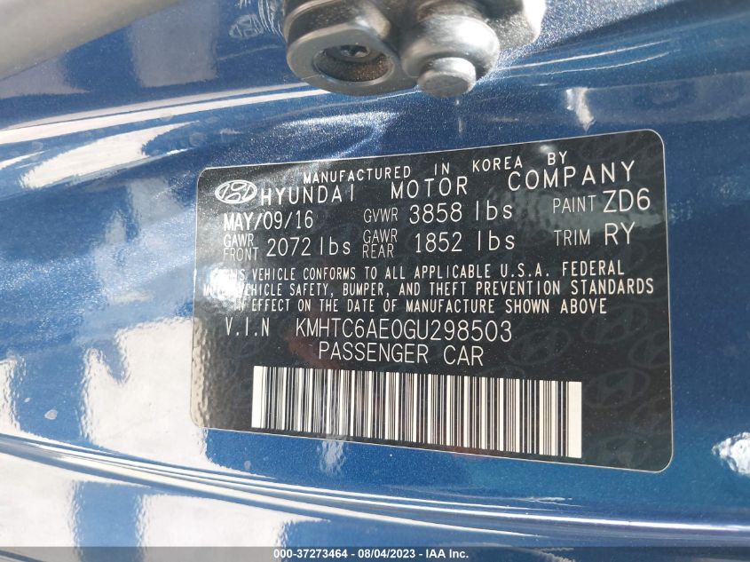 2016 HYUNDAI VELOSTER TURBO - KMHTC6AE0GU298503