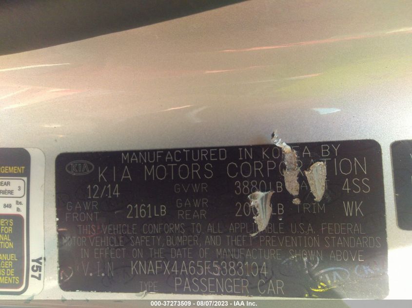 2015 KIA FORTE LX - KNAFX4A65F5383104