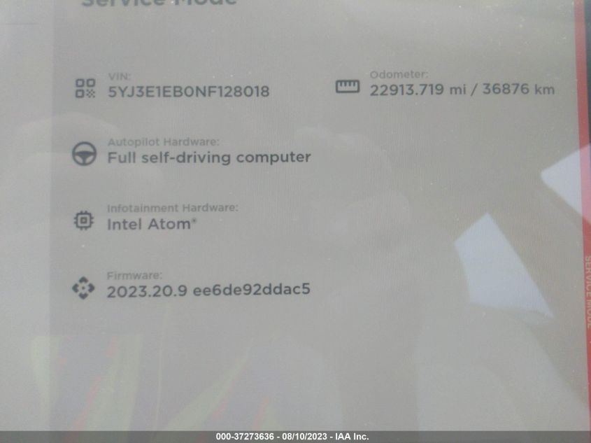 2022 TESLA MODEL 3 - 5YJ3E1EB0NF128018