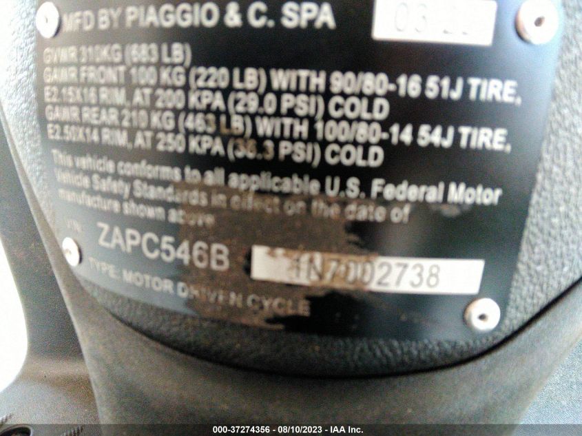 2022 PIAGGIO LIBERTY 50/50 S ZAPC546B1N7002738