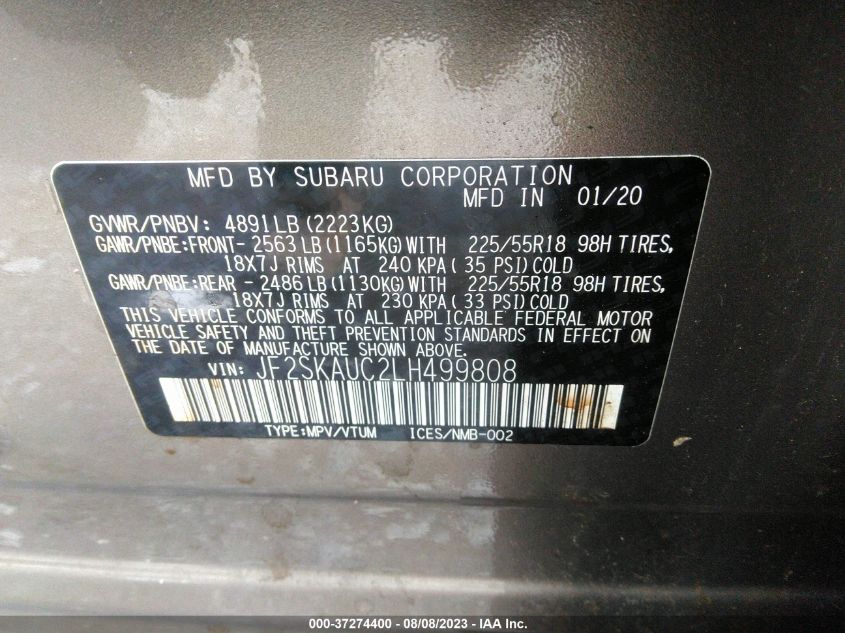 2020 SUBARU FORESTER LIMITED - JF2SKAUC2LH499808
