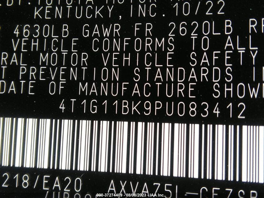 2023 TOYOTA CAMRY SE - 4T1G11BK9PU083412