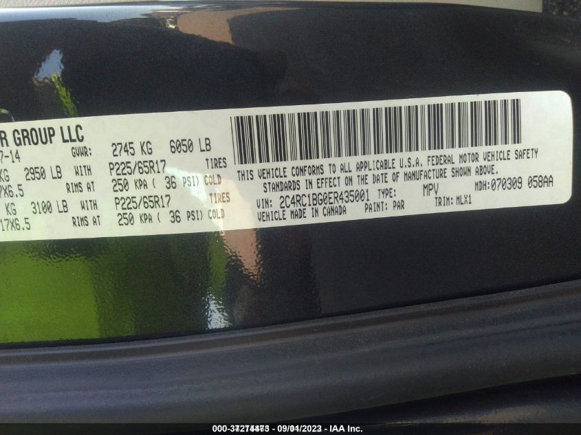 2014 CHRYSLER TOWN & COUNTRY TOURING - 2C4RC1BG0ER435001