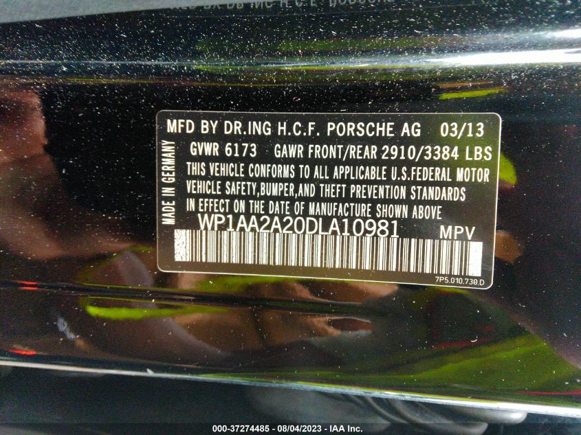 2013 PORSCHE CAYENNE - WP1AA2A20DLA10981