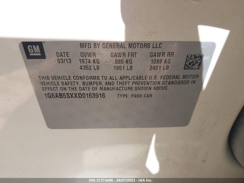 2013 CADILLAC ATS LUXURY - 1G6AB5SXXD0163916