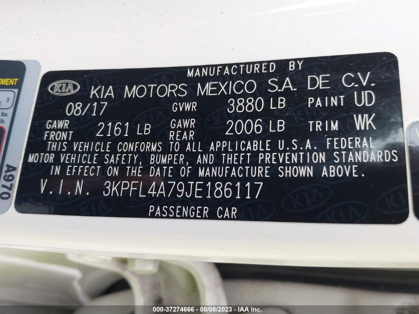 2018 KIA FORTE S - 3KPFL4A79JE186117