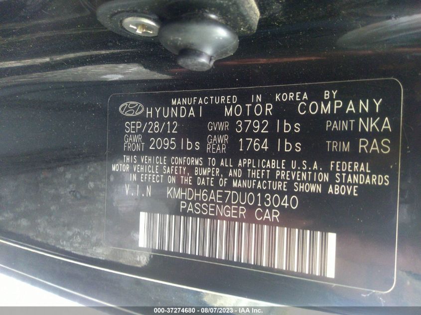 2013 HYUNDAI ELANTRA COUPE GS KMHDH6AE7DU013040