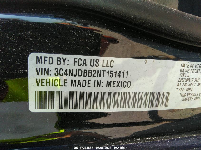 2022 JEEP COMPASS LATITUDE - 3C4NJDBB2NT151411