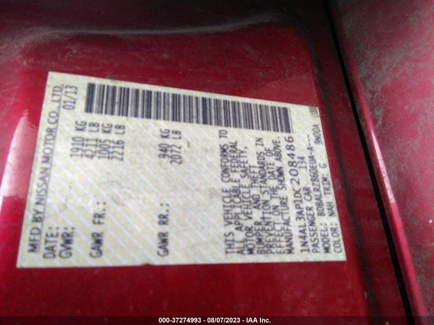 2013 NISSAN ALTIMA 2.5 S - 1N4AL3AP1DC208486