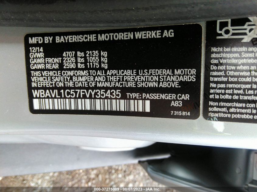2015 BMW X1 XDRIVE28I - WBAVL1C57FVY35435