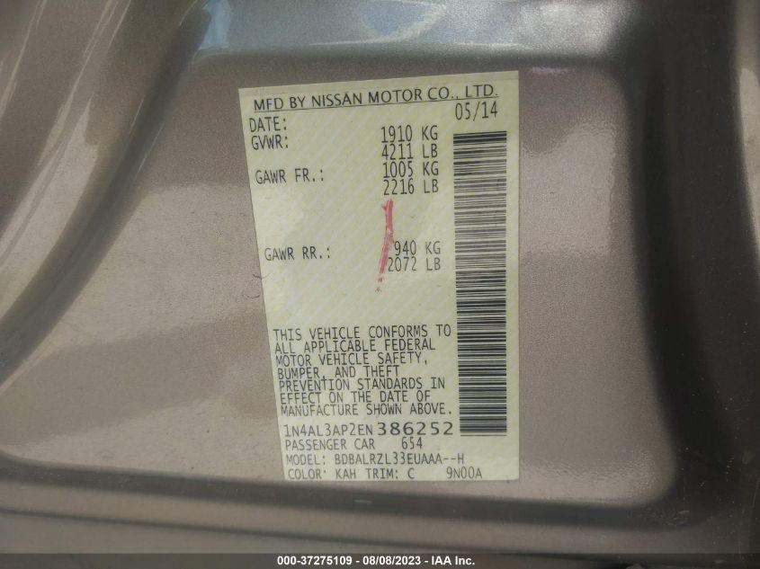 2014 NISSAN ALTIMA 2.5 S - 1N4AL3AP2EN386252