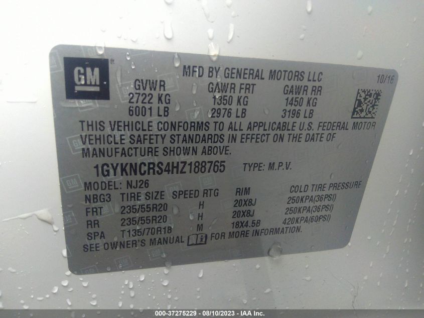 2017 CADILLAC XT5 PREMIUM LUXURY FWD - 1GYKNCRS4HZ188765