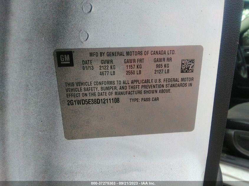 2013 CHEVROLET IMPALA POLICE 2G1WD5E38D1211108