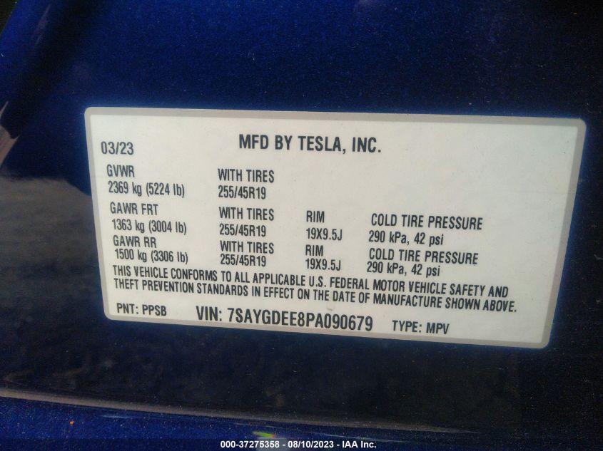 2023 TESLA MODEL Y LONG RANGE - 7SAYGDEE8PA090679