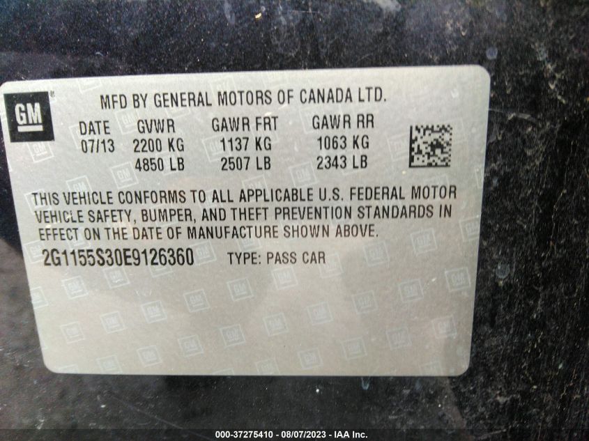 2014 CHEVROLET IMPALA LTZ - 2G1155S30E9126360