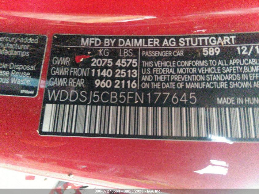2015 MERCEDES-BENZ CLA-CLASS CLA 45 AMG - WDDSJ5CB5FN177645