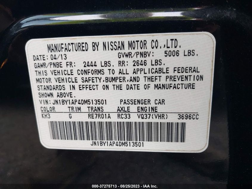 2013 INFINITI M37 JN1BY1AP4DM513501