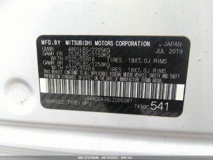2020 MITSUBISHI OUTLANDER ES - JA4AD2A36LZ005081