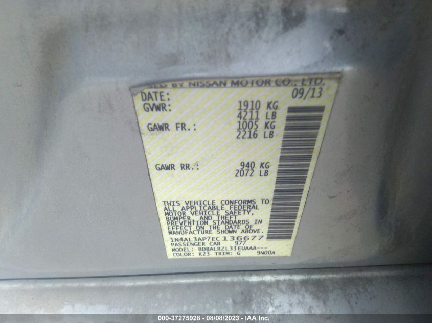 2014 NISSAN ALTIMA 2.5 S - 1N4AL3AP7EC136677