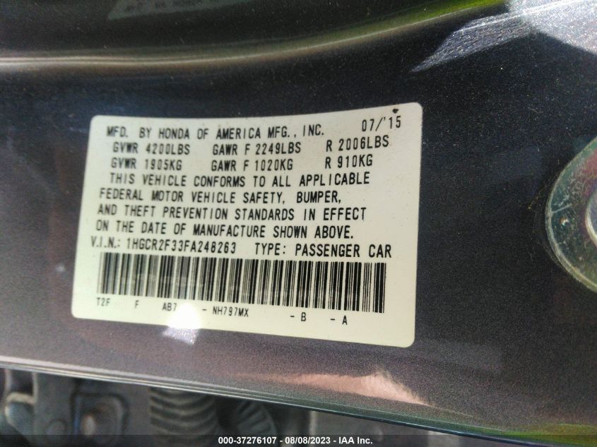 2015 HONDA ACCORD SEDAN LX - 1HGCR2F33FA248263
