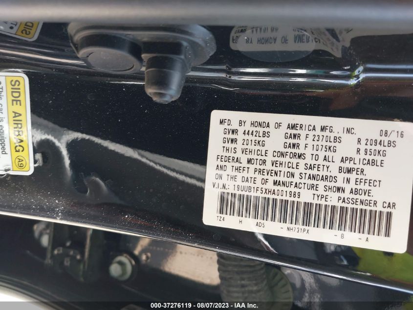 2017 ACURA TLX W/TECHNOLOGY PKG - 19UUB1F5XHA001989