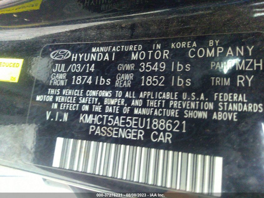 2014 HYUNDAI ACCENT GS - KMHCT5AE5EU188621