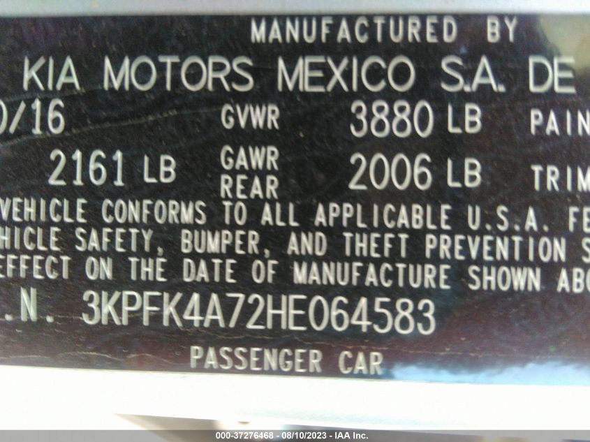 2017 KIA FORTE LX - 3KPFK4A72HE064583