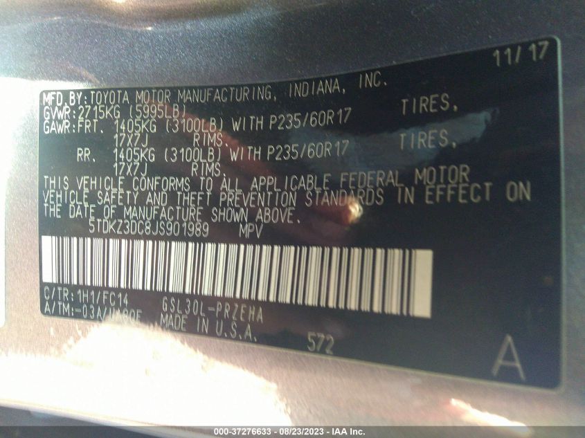 2018 TOYOTA SIENNA LE - 5TDKZ3DC8JS901989
