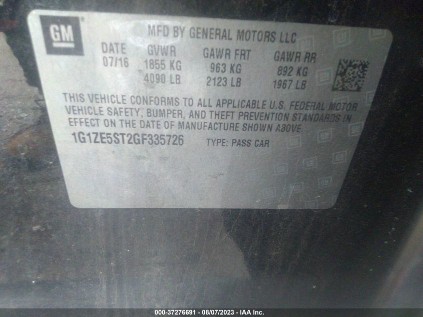 2016 CHEVROLET MALIBU LT - 1G1ZE5ST2GF335726