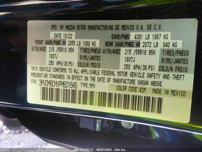 VIN 3MVDMBCMXPM501645 2023 MAZDA CX-30 2.5 S PREFERRED PACKAGE