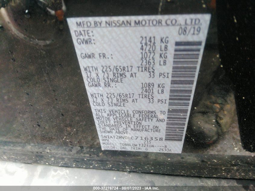 2020 NISSAN ROGUE SV - 5N1AT2MV0LC716358