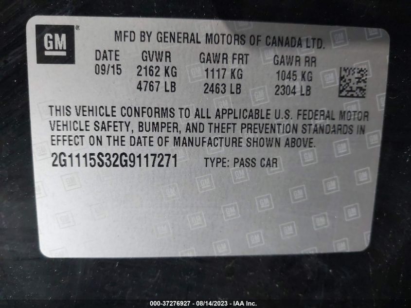 2016 CHEVROLET IMPALA LT - 2G1115S32G9117271