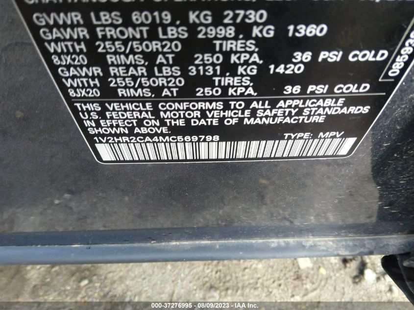 2021 VOLKSWAGEN ATLAS SE - 1V2HR2CA4MC569798