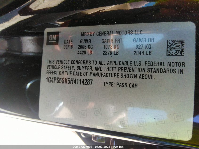 2017 BUICK VERANO LEATHER GROUP - 1G4PS5SK5H4114287