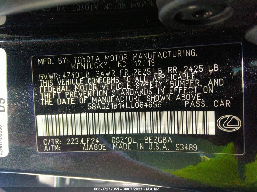 2020 LEXUS ES ES 350 F SPORT - 58AGZ1B14LU064656